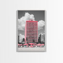 Pink Hotel, Miami Vibes, Summer Retro, Beach Scene, Canvas Print, Pop Art Aesthetic, Living Room Wall Art, Vacation Style