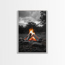 Firewood Blaze, Autumn Campfire, Outdoor Canvas Print, Cozy Cabin Wall Art, Rustic Nature Decor, Adventure Wall Accent