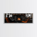 Fireplace Moment, Cozy Cabin Mood, Fall Comfort Scene, Framed Canvas Print, Hygge Wall Art, Masculine Decor, Warm Living Room Style
