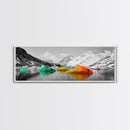 Rainbow Icebergs, Arctic View, Frozen Sea, Vibrant Chill, Framed Canvas Print, Kids Room Art, Surreal Landscape, Winter Fantasy