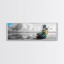Colorful Hoodie, Peaceful Ocean, Reflective Moment, Street Style, Framed Canvas Print, Boho Wall Art, Teen Bedroom Decor