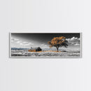 Prairie Cabin, Golden Tree, Rural Landscape, Open Sky, Framed Canvas Print, Country Decor, Farmhouse Wall Art, Rustic Bedroom Style