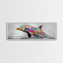 Rainbow Dolphin Splash, Colorful Ocean Animal, Vibrant Wildlife Art, Canvas Print, Coastal Kids Room Wall Art, Playroom Nautical Decor