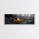 Campfire Heat, Forest Light, Autumn Fire, Nature Glow, Canvas Print, Rustic Wall Art, Cabin Living Decor, Outdoor Adventure Style