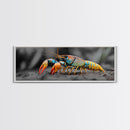 Rainbow Lobster Macro, Exotic Crustacean Art, Vivid Ocean Creature, Framed Canvas Print, Kitchen Wall Art, Coastal Nature Decor