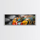 Closeup Lobster Claws, Colorful Sea Creature Art, Bold Detail Nature Print, Framed Canvas Print, Kitchen Wall Art, Tropical Coastal Decor