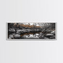 Peaceful Creek View, Fall Foliage Forest, Nature Wall Art, Fishing Scene, Framed Canvas Print, Rustic Home Decor, Autumn Photography
