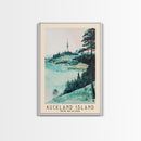 Auckland Island, New Zealand Watercolor Print, Vacation Gift, New Zealand Wall Art, Beach Painting, Beach Decor, Large Wall Art, Wood Frame Art