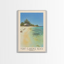 Fort Clarence Beach, Jamaica Watercolor Beach Print, Vacation Gift, Jamaica Wall Art, Framed Canvas Print, Framed Beach Painting
