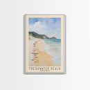 Freshwater Beach, Australia Watercolor Beach Print, Vacation Gift, Australia Wall Art, Framed Canvas Print, Framed Beach Painting