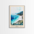 Koukounaries Beach, Greece Watercolor Beach Print, Vacation Gift, Greece Wall Art, Framed Canvas Print, Framed Beach Painting