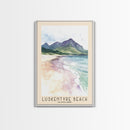 Luskentyre Beach, Scotland Watercolor Beach Print, Vacation Gift, Scotland Wall Art, Framed Canvas Print, Framed Beach Painting