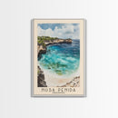 Nusa Penida, Indonesia Watercolor Beach Print, Vacation Gift, Indonesia Wall Art, Framed Canvas Print, Framed Beach Painting