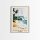 Parque Nacional Natural Tayrona, Colombia Watercolor Print, Vacation Gift, Colombia Wall Art, Beach Painting, Beach Decor, Large Wall Art, Wood Frame Art