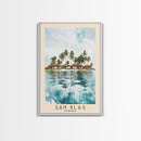 San Blas, Panamá Watercolor Beach Print, Vacation Gift, Panamá Wall Art, Framed Canvas Print, Framed Beach Painting