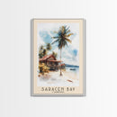 Saracen Bay, Cambodia Watercolor Print, Vacation Gift, Cambodia Wall Art, Beach Painting, Beach Decor, Large Wall Art, Wood Frame Art