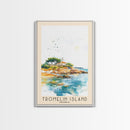 Tromelin Island, France Watercolor Beach Print, Vacation Gift, France Wall Art, Framed Canvas Print, Framed Beach Painting