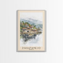 Zihuatanejo, Mexico Watercolor Beach Print, Vacation Gift, Mexico Wall Art, Framed Canvas Print, Framed Beach Painting