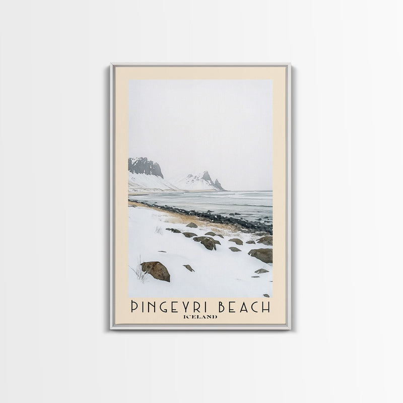 Ãingeyri Beach, Iceland Watercolor Beach Print, Vacation Gift, Iceland Wall Art, Framed Canvas Print, Framed Beach Painting