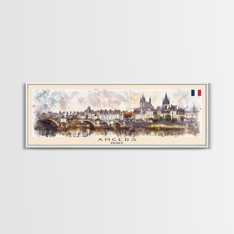 Angers France Wall Art, Panoramic Travel Poster, Panoramic Framed Canvas Print, City Wall Art, Wall Hanging Home Decor, Travel Art