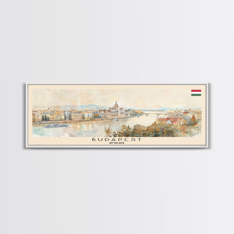 Budapest Hungary Travel Art, City Art, Framed Canvas Print or Metal Wall Art, Europe Travel Poster, Panoramic Wall Art, Extra Wide Wall Art