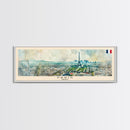 Paris France Panoramic Travel Poster, Framed Canvas Print or Metal Wall Art, Travel Art, Home Decor, Panoramic Painting, Midcentury Art