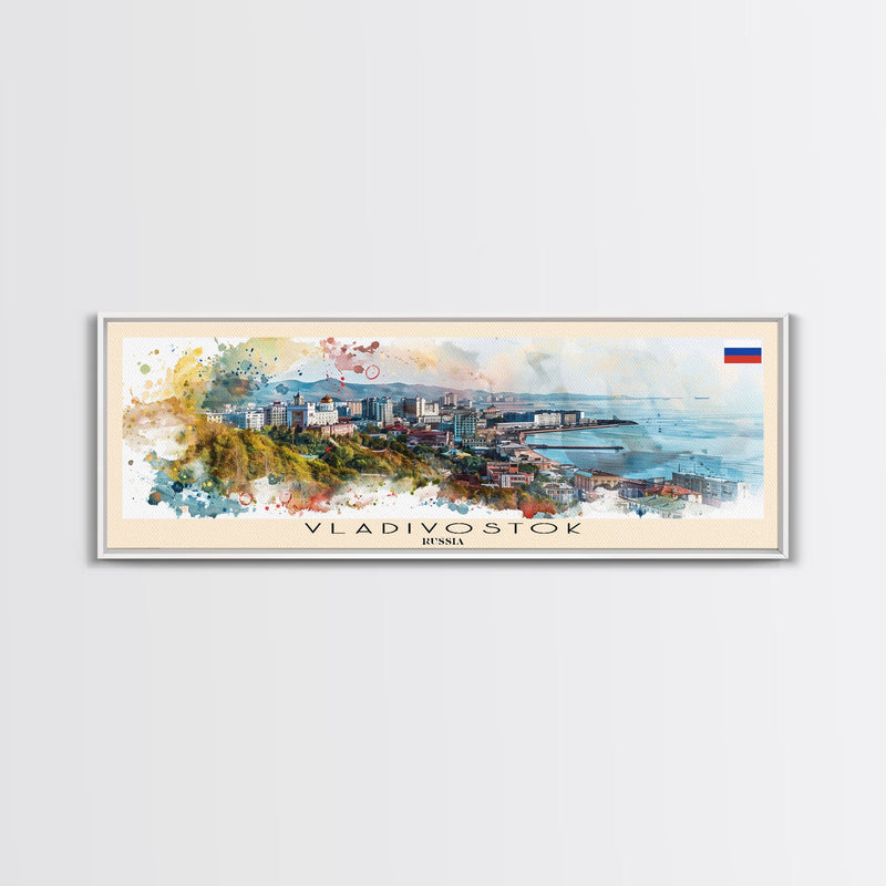 Vladivostok Russia Travel Print Wall Art, Panoramic City Art, Travel Art, Wall Decor, Vacation Gift, Framed Canvas Print Or Metal Art