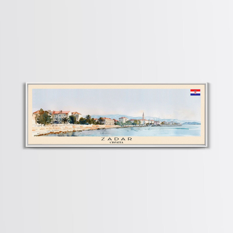 Zadar Croatia Travel Print Wall Art, Panoramic City Art, Travel Art, Wall Decor, Vacation Gift, Framed Canvas Print Or Metal Art