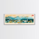St. Gallen Switzerland Panoramic Travel Poster, Framed Canvas Print or Metal Wall Art, Travel Art, Home Decor, Panoramic Painting, Midcentury Art