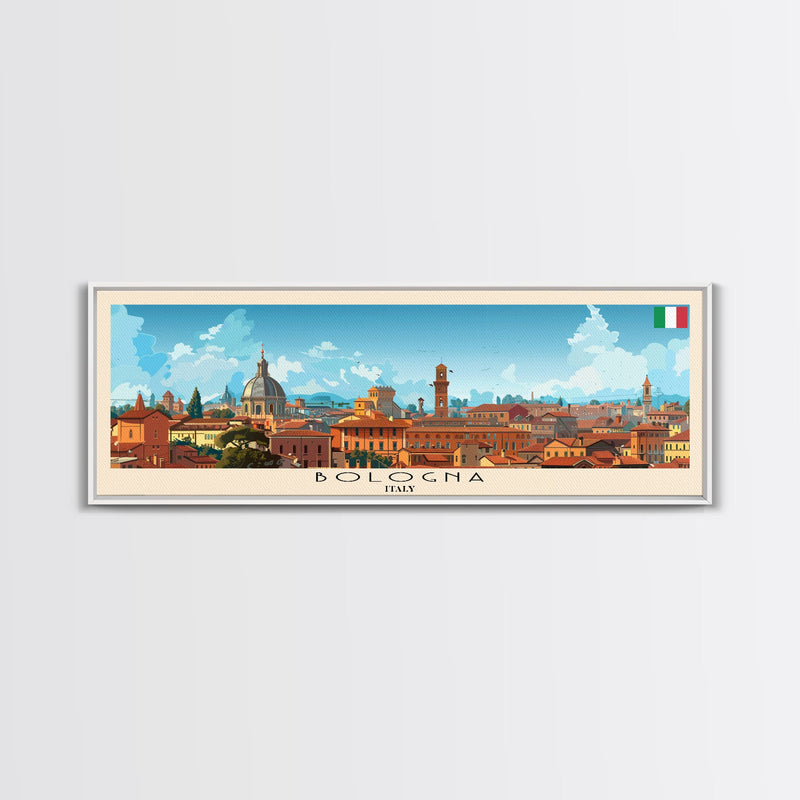 Bologna Italy Wall Art, Panoramic Travel Poster, Panoramic Framed Canvas Print, City Wall Art, Wall Hanging Home Decor, Travel Art