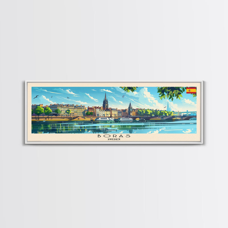 BorÃ¥s Sweden Travel Art, City Art, Framed Canvas Print or Metal Wall Art, Europe Travel Poster, Panoramic Wall Art, Extra Wide Wall Art