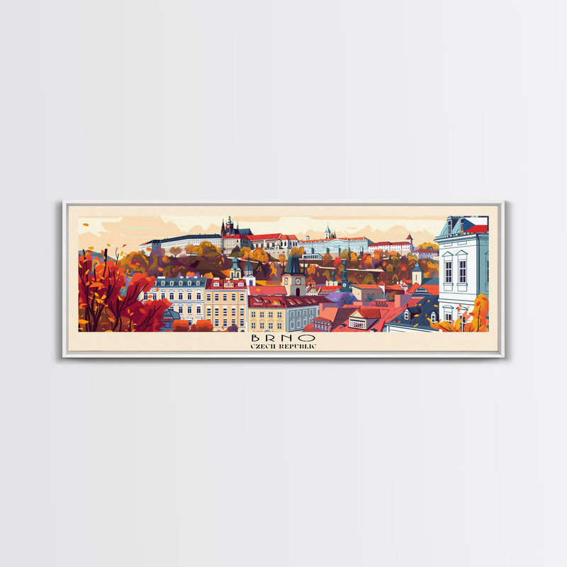 Brno CzechRepublic art Travel Print Wall Art, Panoramic City Art, Travel Art, Wall Decor, Vacation Gift, Framed Canvas Print Or Metal Art