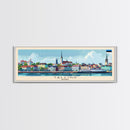 Tallinn Estonia Panoramic Travel Poster, Framed Canvas Print or Metal Wall Art, Travel Art, Home Decor, Panoramic Painting, Midcentury Art
