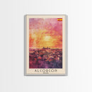 Alcorcón Spain Sunset Skyline Travel Poster Art, Framed Canvas Print, Beautiful Wall Art for Living Room or Bedroom, Home Decoration
