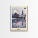 Arnhem Netherlands Travel Poster Framed Canvas Print, Wall Art, Home Decor, Vacation Print, Watercolor Painting, Cityscape Art