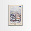 Blagoveshchensk Russia Travel Poster Framed Canvas Print, Wall Art, Home Decor, Travel Print, Winter Scene, Original Art