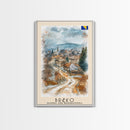 Brčko Bosnia Travel Poster Framed Canvas Print, Cityscape Art, Wall Decor, Travel Print, Watercolor Painting, Urban Scene Art
