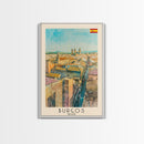 Burgos Spain Travel Poster Framed Canvas Print, Watercolor Cityscape, Wall Art, Home Decor, Living Room Art, Travel Print, Boho Style, Art Piece