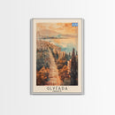 Glyfada Greece Coastline Art, Framed Canvas Print, Living Room Wall Art, Travel Poster, Home Decor, Greek Art