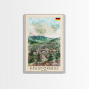 Krasnoyarsk Russia Travel Poster Framed Canvas Print, Watercolor Cityscape, Home Decor, Wall Art, Scenic Painting, Travel Print, Artistic Gift