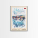 Nizhnevartovsk Russia Framed Canvas Print, Scenic Travel Poster, Watercolor Painting, Wall Art, Home Decor, Russian Landscape, Urban Style