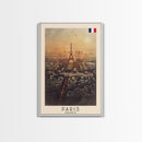Paris France Travel Poster Framed Canvas Print, Watercolor Painting, Scenic Wall Art, Home Decor, French Cityscape, Classic Art