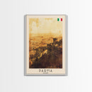 Parma Italy Travel Poster Framed Canvas Print, Watercolor Painting, Scenic Wall Art, Home Decor, Italian Architecture, Modern Art