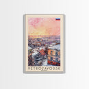 Petrozavodsk Russia Travel Poster Framed Canvas Print, Watercolor Painting, Scenic Wall Art, Home Decor, Russian Landscape, Modern Art
