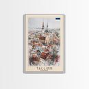 Tallinn Estonia Travel Poster Framed Canvas Print, Watercolor Painting, Scenic Wall Art, Home Decor, Estonian Cityscape, Modern Art