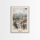 Tula Russia Travel Poster Framed Canvas Print, Watercolor Painting, Urban Wall Art, Home Decor, Russian Cityscape, Classic Art