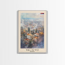 Valjevo Serbia Travel Poster Framed Canvas Print, Watercolor Painting, Scenic Wall Art, Home Decor, Serbian Landscape, Unique Art
