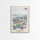 Yakutsk Russia Travel Poster Framed Canvas Print, Watercolor Painting, Scenic Wall Art, Home Decor, Russian Landscape, Unique Gift