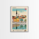 Acharnes Greece Travel Poster Framed Canvas Print, Midcentury Modern Art, Pop Art Decor, Scenic View Wall Art, Vacation Gift, Home Decoration, Living Room Print