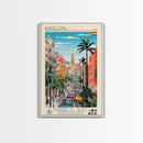 Barcelona Spain Travel Poster Framed Canvas Print, Midcentury Modern Art, Pop Art Wall Decor, Home Decor, Vacation Gift, Living Room Art